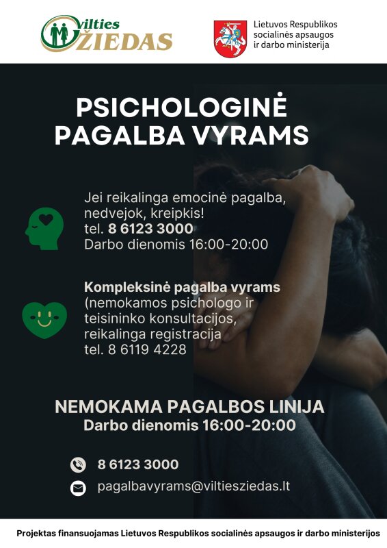 VšĮ „Vilties žiedas“ vykdo projektą „Psichologinė pagalba vyrams“