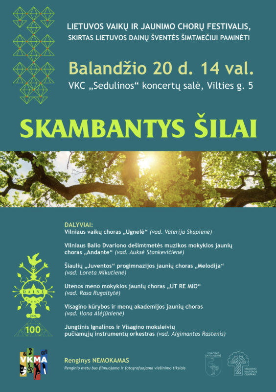 Kviečiame į Lietuvos vaikų ir jaunimo chorų festivalį ,,Skambantys šilai“!