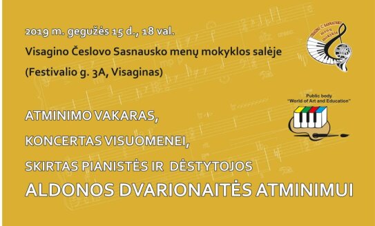 Kviečiame į koncertą, skirtą pianistės ir dėstytojos Aldonos Dvarionaitės atminimui