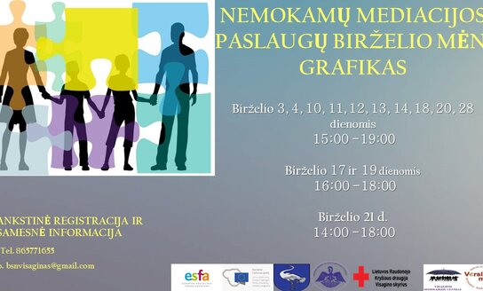Pristatome nemokamų mediacijos paslaugų birželio mėn. grafiką