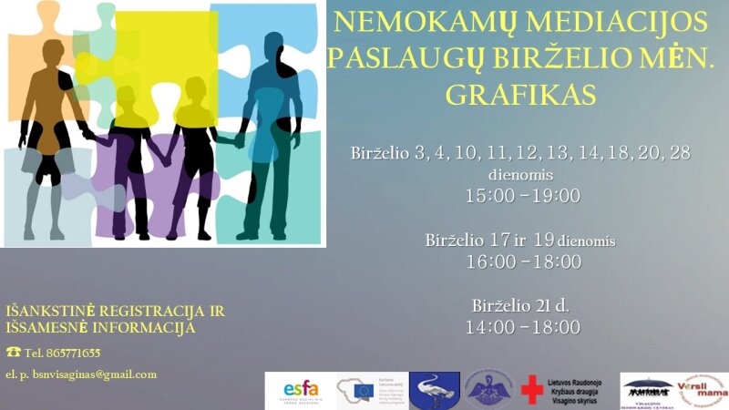 Pristatome nemokamų mediacijos paslaugų birželio mėn. grafiką