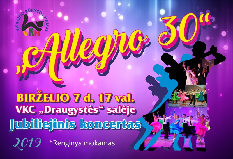 Kviečiame į jubiliejinį „ALLEGRO“ koncertą