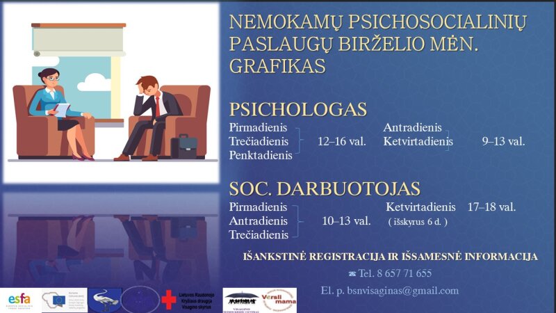 Nemokamų psichosocialinių paslaugų 2019 m. birželio mėn. grafikas