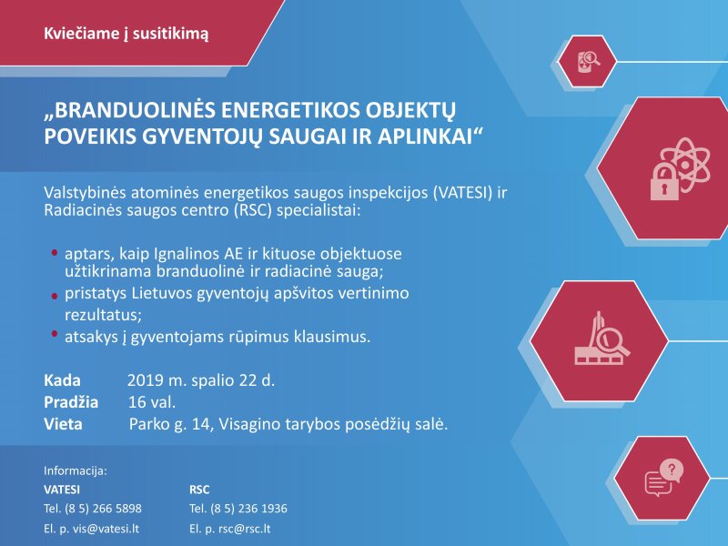 Kviečiame į susitikimą „Branduolinės energetikos objektų poveikis gyventojų saugai ir aplinkai“