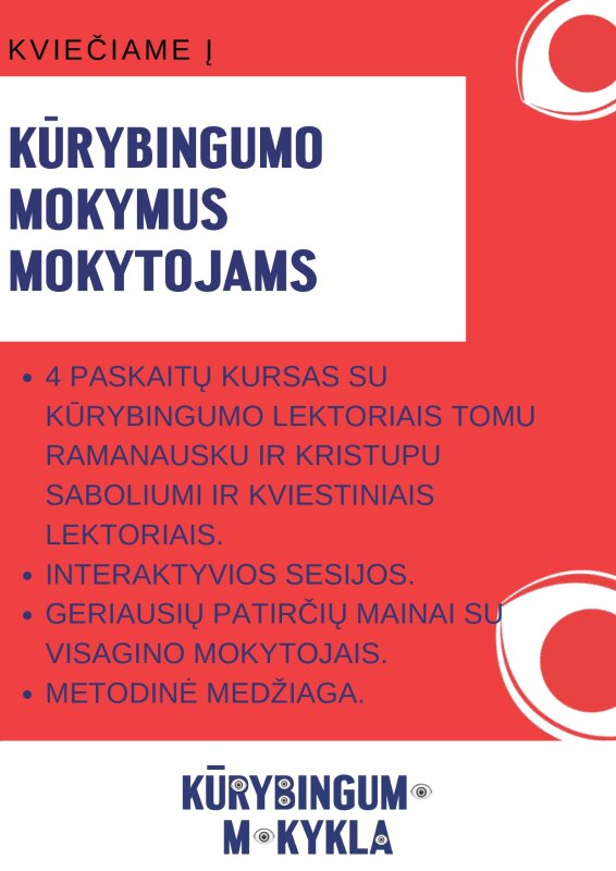 Kviečiame Visagino mokytojus mokytis kūrybingumo!