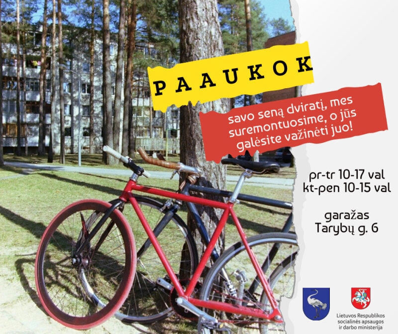 Skelbiame akciją visaginiečiams - paaukok savo seną dviratį ir važiuok juo vėliau kaip nauju!