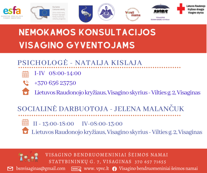Nemokamų psichosocialinių paslaugų 2021m. lapkričio mėn. grafikas
