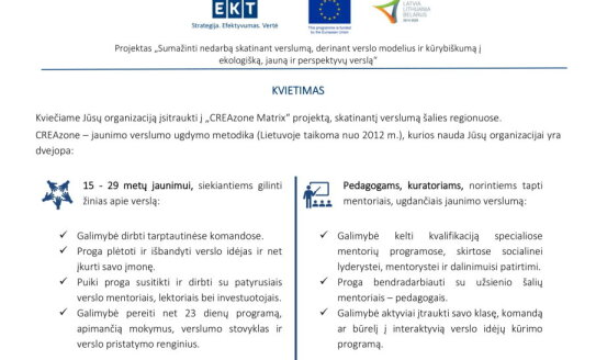 CREAzone – jaunimo verslumo ugdymo metodika