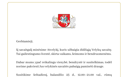 Kvietimas į Atvelykį LR Prezidentūroje