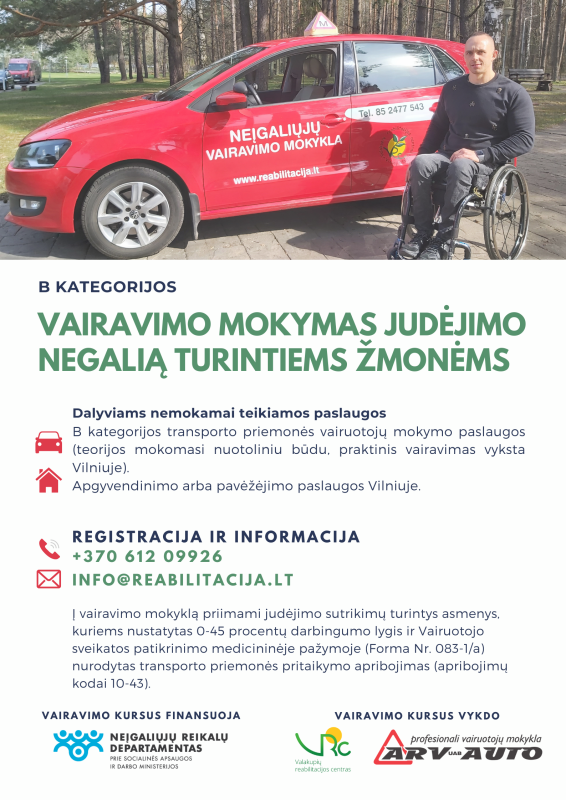 Vairavimo mokymas judėjimo negalią turintiems žmonėms