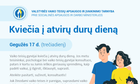 Gegužės 17-ąją vaiko teisių gynėjai kviečia į atvirų durų dieną