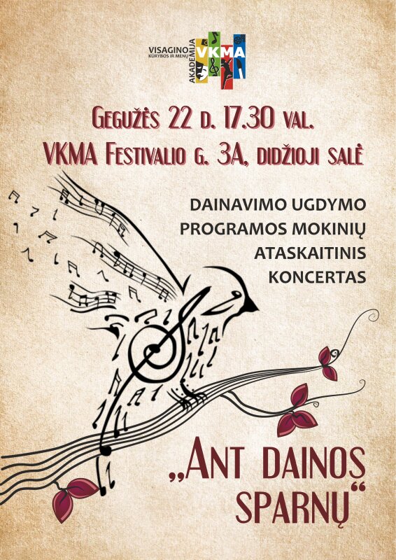 Dainavimo ugdymo programos mokinių ataskaitinis koncertas „Ant dainos sparnų“
