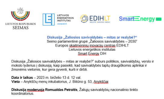 Organizuojamas seminaras „Žaliosios savivaldybės – mitas ar realybė?“