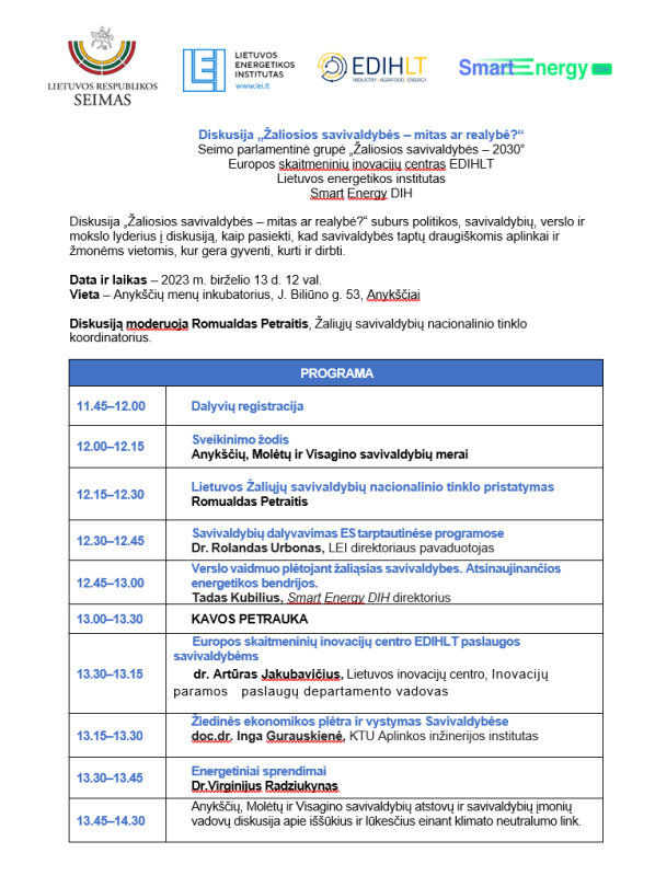 Organizuojamas seminaras „Žaliosios savivaldybės – mitas ar realybė?“