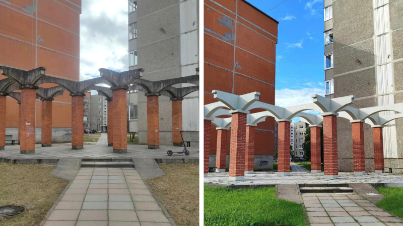 Visaginas gražinasi: užbaigti kolonų remonto darbai!