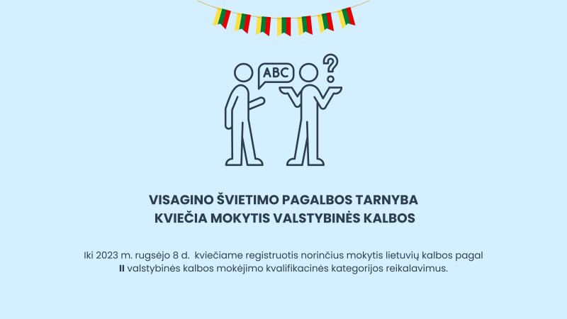 Visagino švietimo pagalbos tarnyba kviečia mokytis valstybinės kalbos (II kategorija)