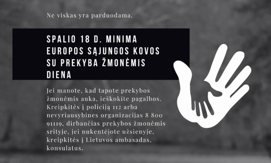 Spalio 18 d. minima Europos Sąjungos kovos su prekyba žmonėmis diena