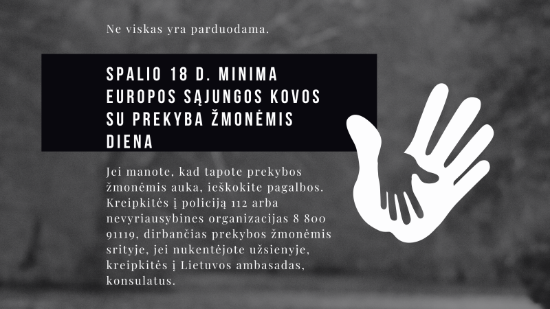 Spalio 18 d. minima Europos Sąjungos kovos su prekyba žmonėmis diena