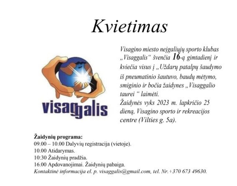 Uždarų patalpų šaudymo iš pneumatinio šautuvo, baudų mėtymo, smiginio ir bočia žaidynės...