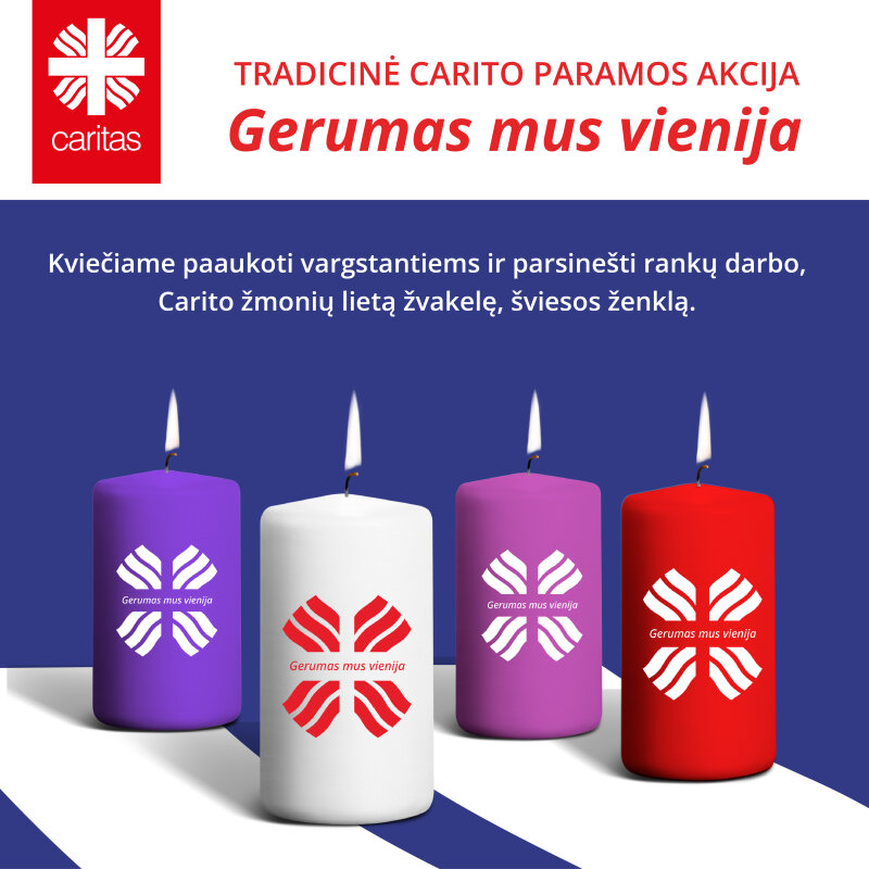 Į kelionę po Lietuvą Caritas išlydi 80 tūkst. gerumo žvakelių