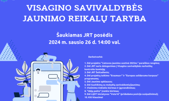 Šaukiamas Jaunimo reikalų tarybos posėdis