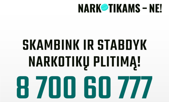 Nemokama policijos pasitikėjimo linija „Narkotikams – NE“