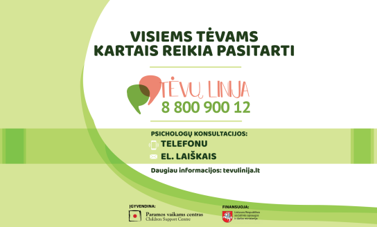 „Tėvų linijoje“ psichologų konsultacijos jau ir el. laiškais