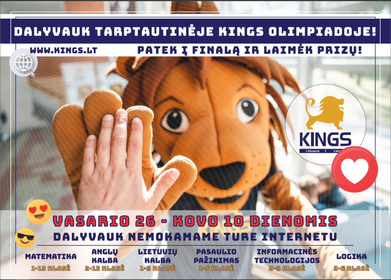 Kviečiame dalyvauti Tarptautinėje KINGS olimpiadoje