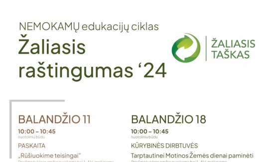 „Žaliasis taškas" kviečia prisijungti prie nemokamų nuotolinių edukacijų ciklo „Žaliasis...