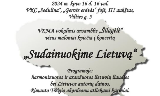 Ansamblis „Šilagėlė“ kviečia į koncertą „Sudainuokime Lietuvą“!