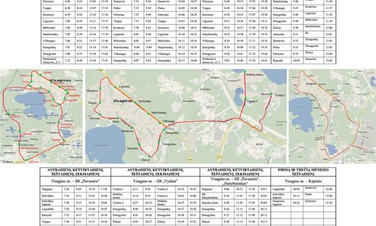 Atnaujinti tvarkaraščiai (iki Lapušiškės g., sodininkų bendrijos „Pavasaris“, „Statybininkas“,...
