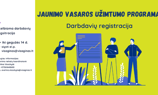 Jaunimo vasaros užimtumo programa. Darbdavių registracija!