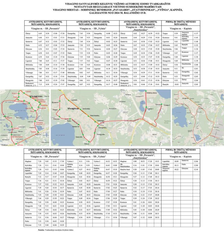 Atnaujinti tvarkaraščiai (iki Lapušiškės g., sodininkų bendrijos „Pavasaris“, „Statybininkas“,...
