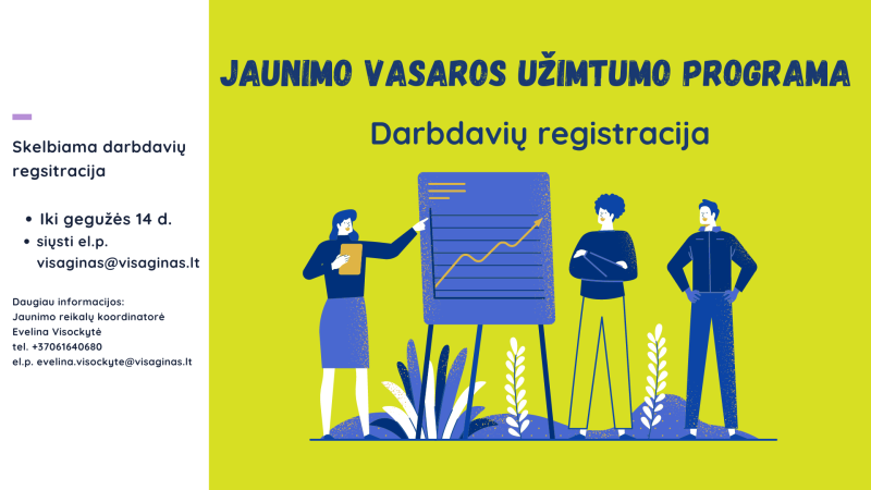 Jaunimo vasaros užimtumo programa. Darbdavių registracija!
