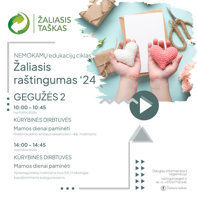 „Žaliasis taškas" kviečia prisijungti prie nemokamų nuotolinių edukacijų ciklo 