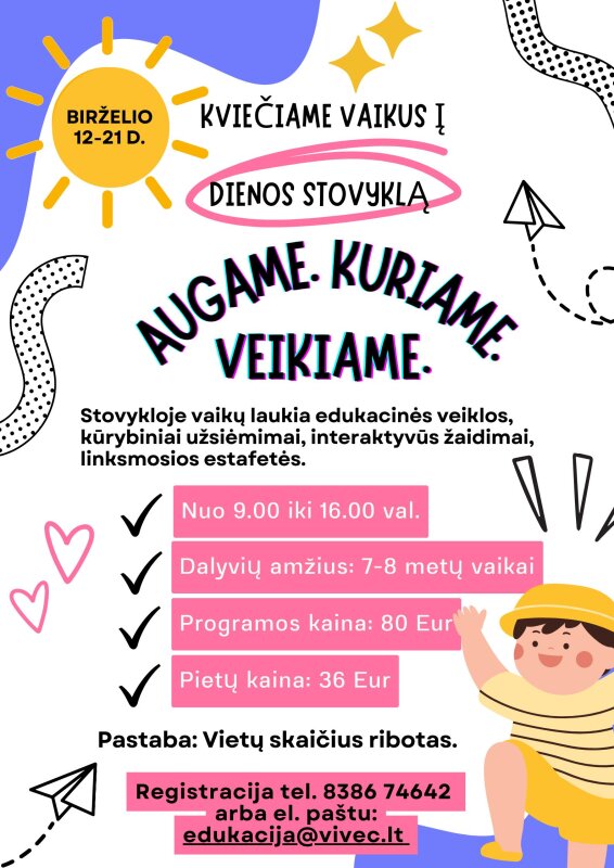  Visagino Edukacijų centras kviečia registruoti vaikus į dienos stovyklas