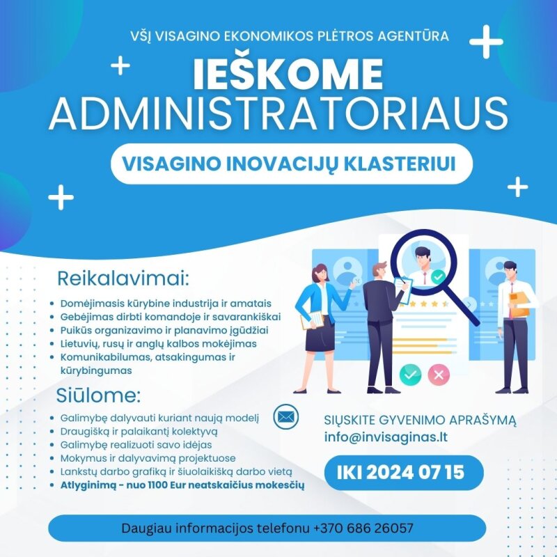 Ieškomas Inovacijų klasterio administratorius (-ė)!