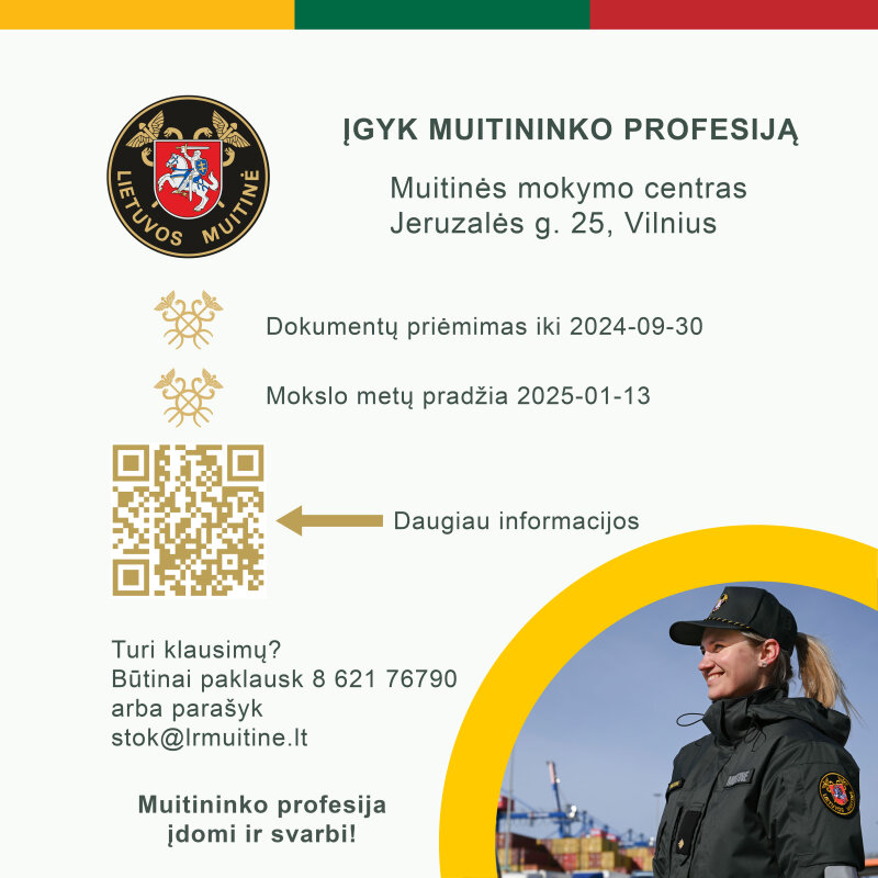 Kviečia įgyti muitininko profesiją