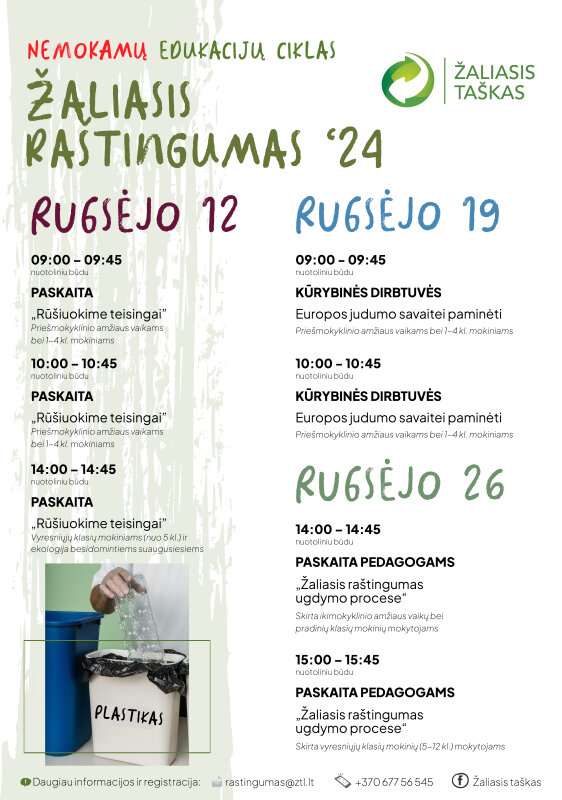 NEMOKAMAS nuotolinių edukacijų ciklas „Žaliasis raštingumas“ kviečia prisijungti