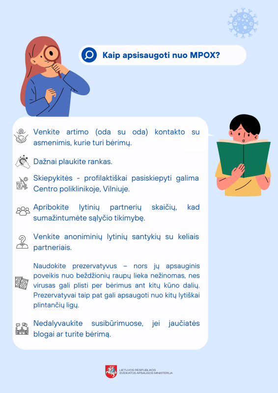 Dėl beždžionių raupų I linijos viruso rizikos  
