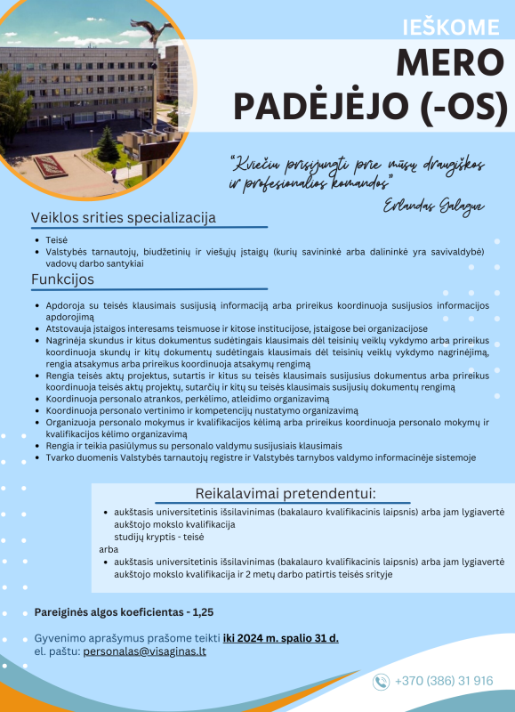 Ieškome Mero padėjėjo (-os)