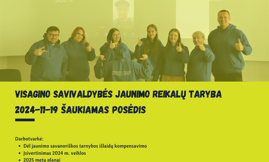 Šaukiamas Jaunimo reikalų tarybos posėdis