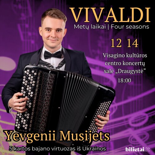 Paveikslelis, susijęs su Vivaldi „Metų laikai“  bajano virtuozas iš Ukrainos Yevgenii Musijets