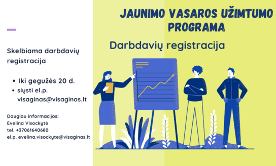 Skelbiama darbdavių registracija į Jaunimo vasaros užimtumo programą!