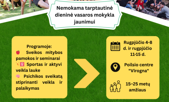 Tarptautinė vasaros mokykla jaunimui, propaguojanti sveiką gyvenimo būdą, kaip „ActiHealth“...