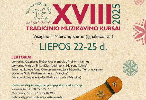 XVIII 2025 Tradicinio muzikavimo kursai kaime Visagine ir Meironų kaime (Ignalinos raj.)
