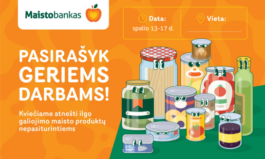 Spalį vyks mokyklų ir darželių maisto rinkimo akcija „Pasirašyk geriems darbams“