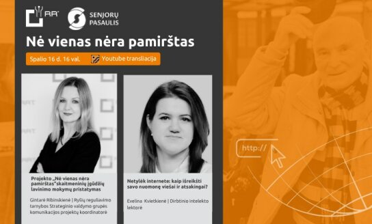 Projektas „Nė vienas nėra pamirštas“  ir vėl Jus kviečia į nuotolinę paskaitą!