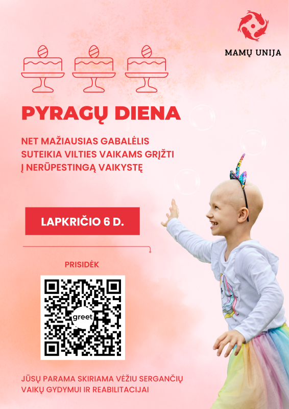 Kviečiame minėti Pyragų dieną kartu su paramos ir labdaros fondu „Mamų unija“