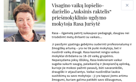 Kviečiame balsuoti už Rasą Juršytę, išrinktą „Geriausio vaiko draugo“ nominacijai